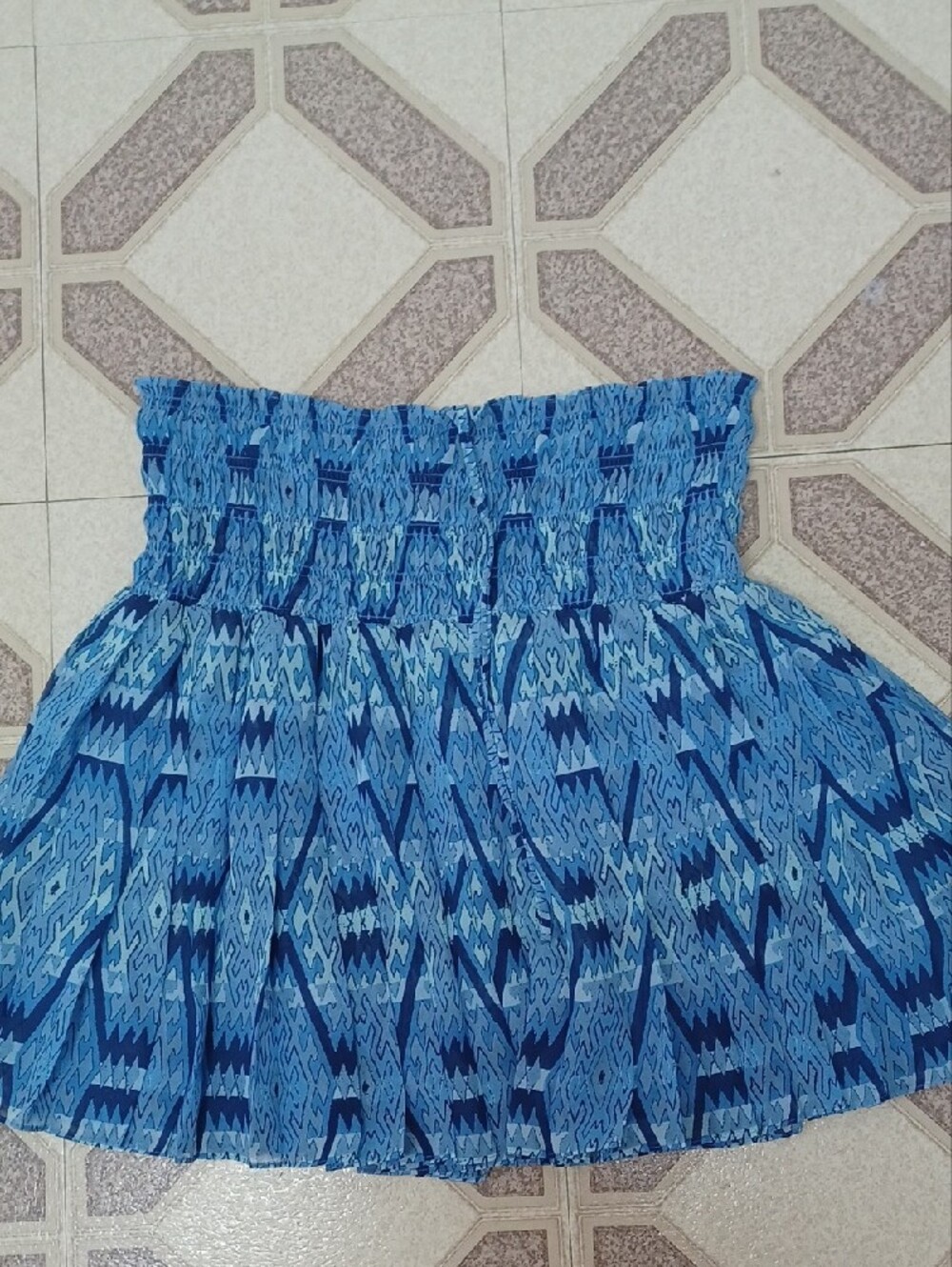 Joe fresh Blue Multi-Pattern Smocked Waist Skater Skirt